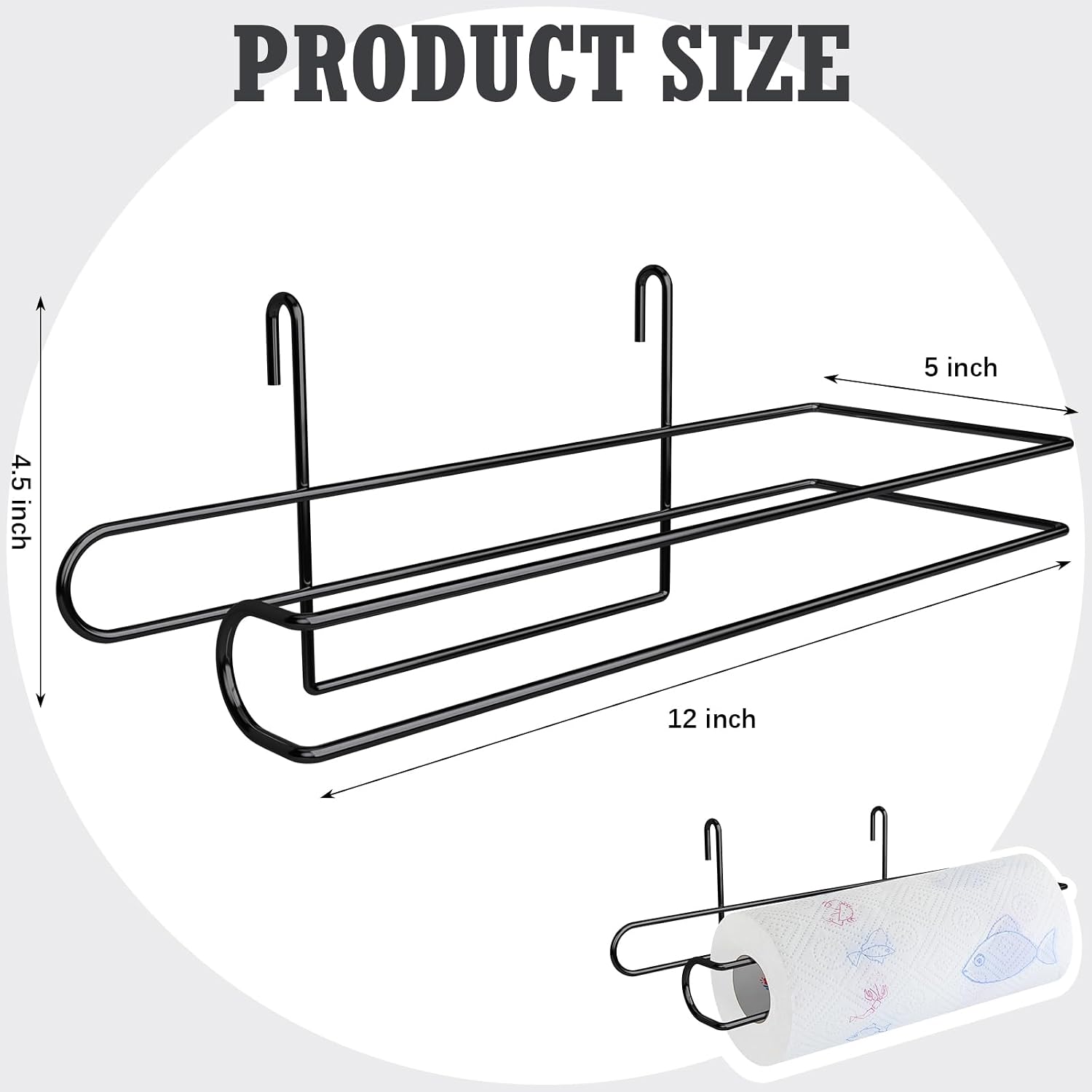 CroBlissful Paper Towel Holder for Wire Shelving 5'' D x 12'' W x 4.5'' H Hanging Paper Towel Holder Wire Shelf