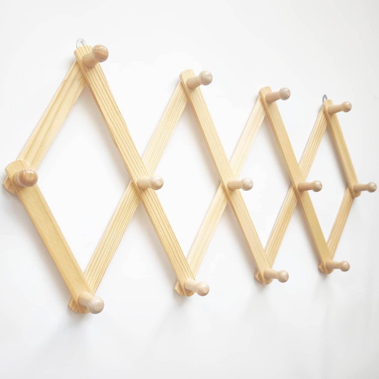 AMAPON Accordion Wall Hanger Expandable Coat Hat Rack13 Peg Hook 2 Pack | Hang Hats Jackets Coffee Mug Purses Necklaces