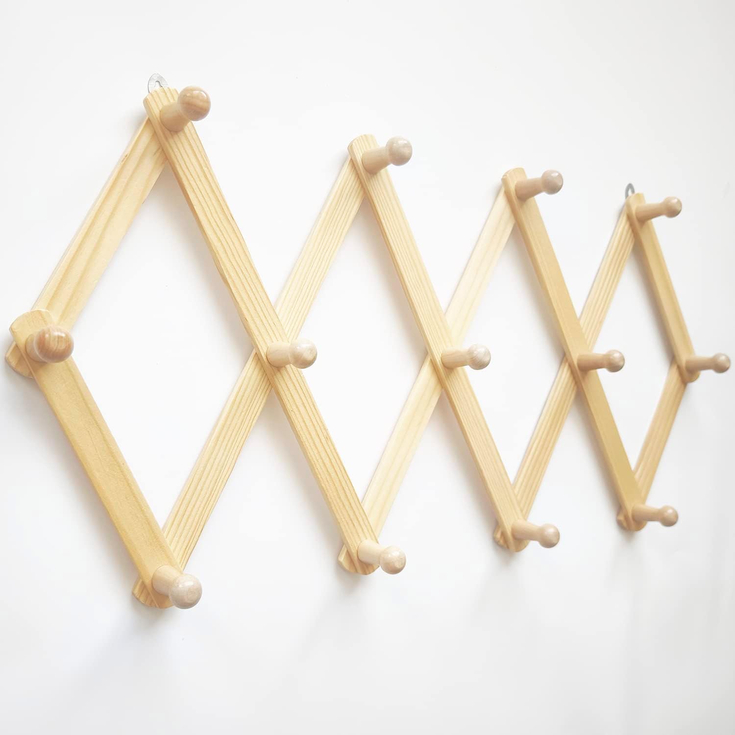 AMAPON Accordion Wall Hanger Expandable Coat Hat Rack13 Peg Hook 2 Pack | Hang Hats Jackets Coffee Mug Purses Necklaces