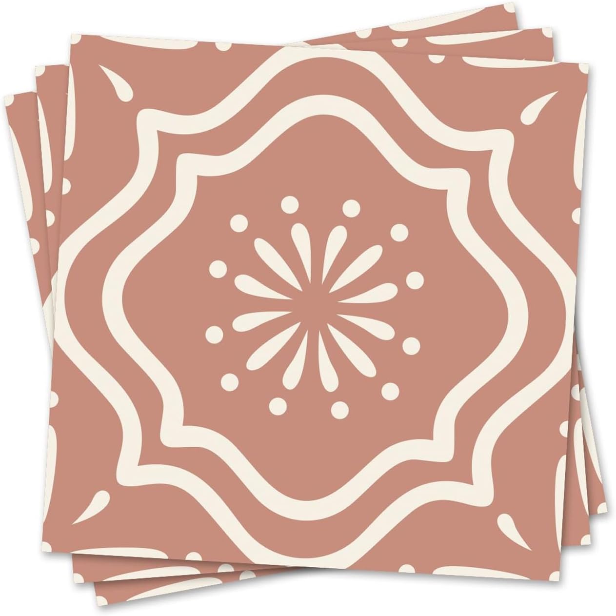 in Flora Moroccan Tile Stickers Peel and Stick Self Adhesive Decorative / 7.87 x 7.87 / Set of 10