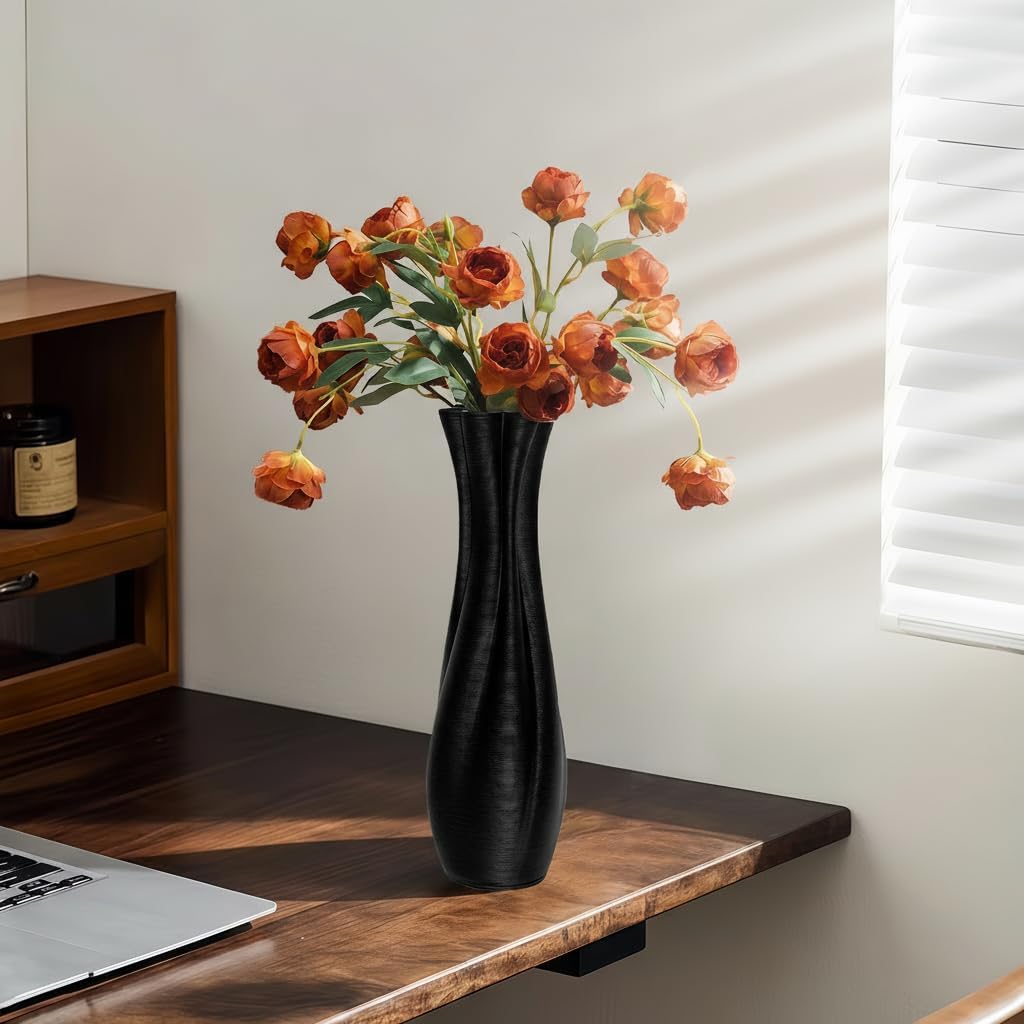 Black Ceramic Decorative Vase / Black-b, 12 Inch