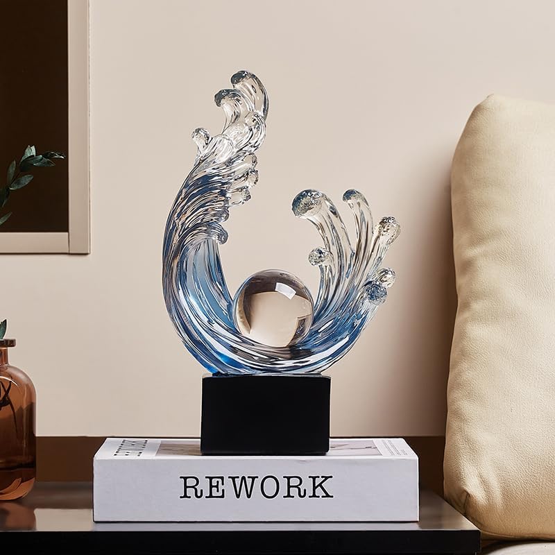 Modern Abstract Decorative Wave Statue / A / Navy-blue