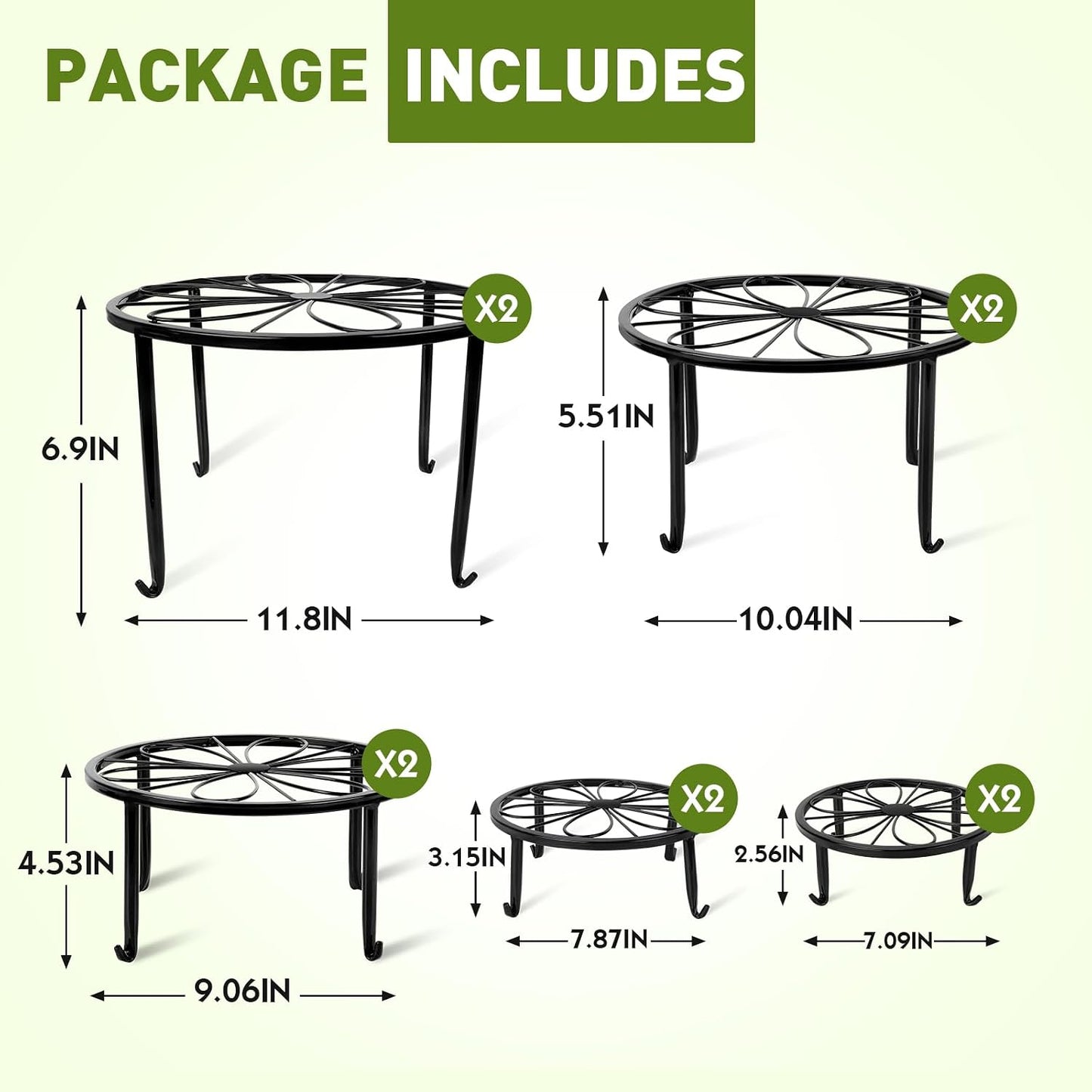 ESRICH 10 Pack 7.8" Metal Plant Stand, Iron Plant Stands for Indoor | Black Plant Stands Outdoor, Rustproof Round Heavy