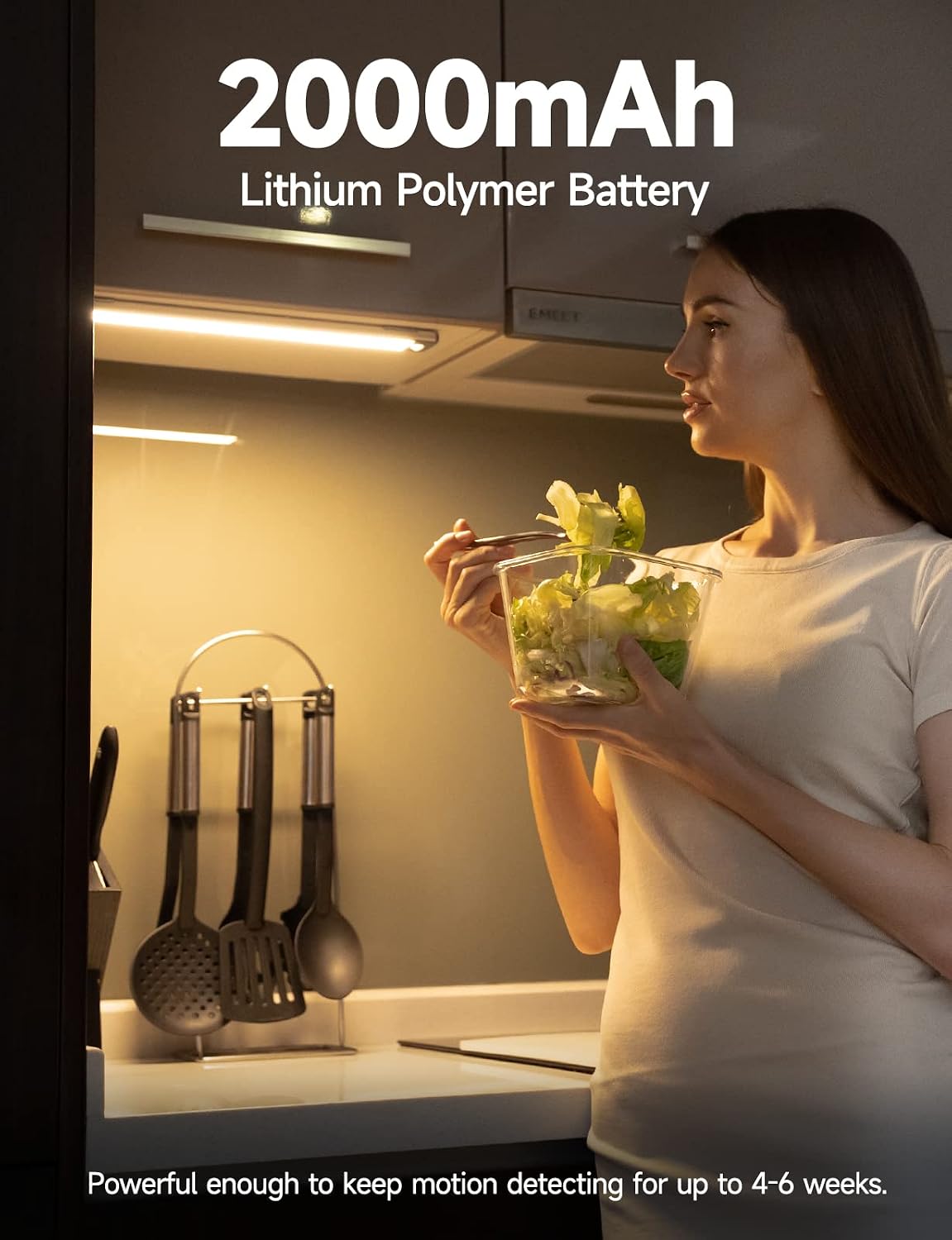 Under Cabinet Lights, Rechargeable Battery Operated Lighting, Wireless Motion Sensor Light Indoor,4 Modes Night Light