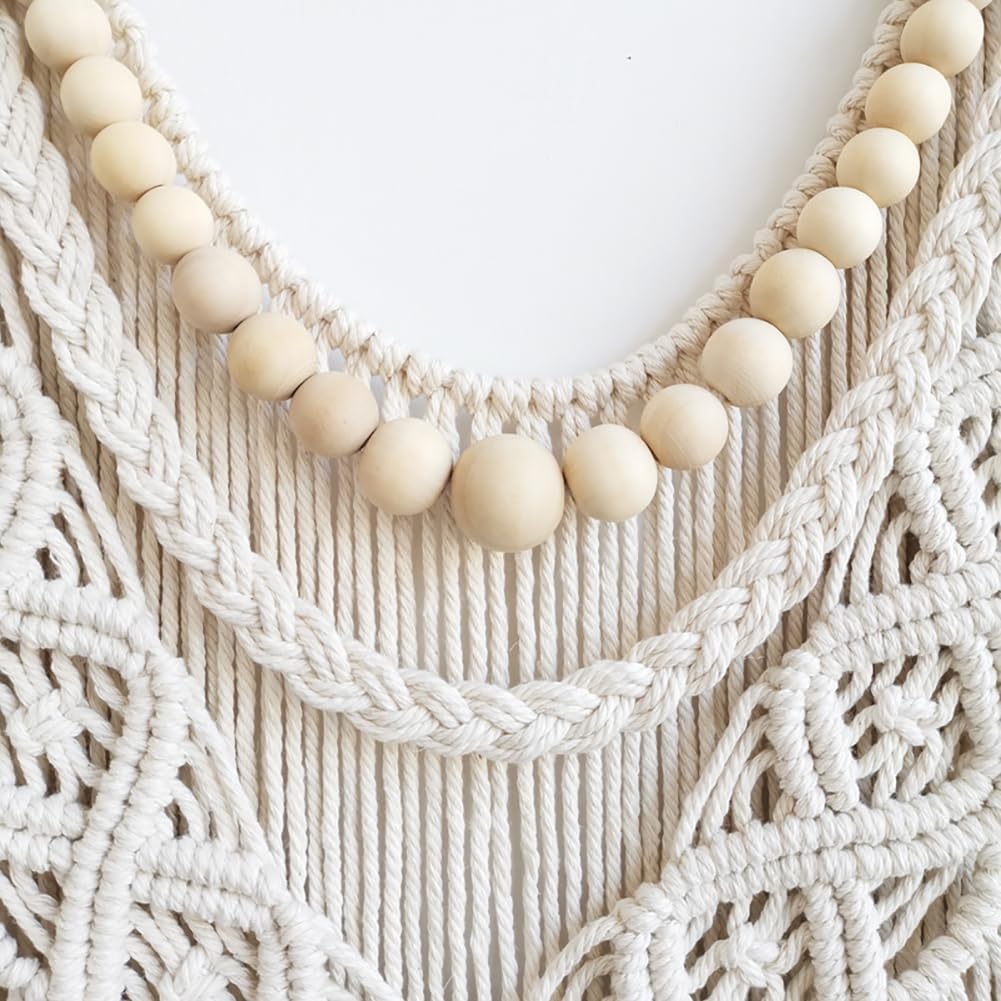 Macrame Wall Hanging Large- Boho Wall Decor- large wall art- Wall Decor Living Room / Wooden Bead