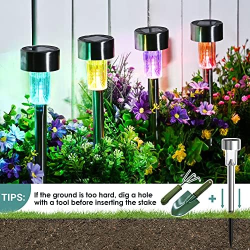 GIGALUMI Outdoor Waterproof Multicolor Solar Garden Lights, 12 Pack