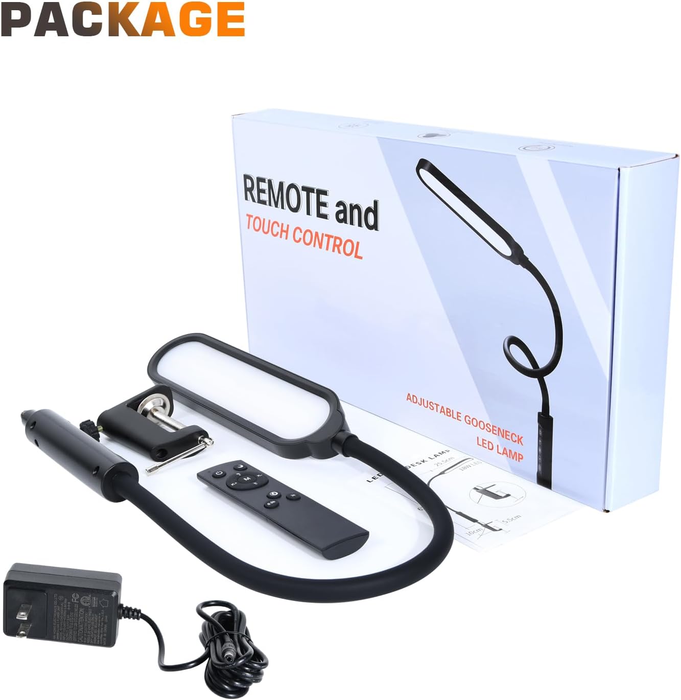 18W 3000LM LED Clamp Desk Lamp | CRI 95 Eye-Caring Light with Remote & Touch Control, 360 Flexible Gooseneck, 3 Color