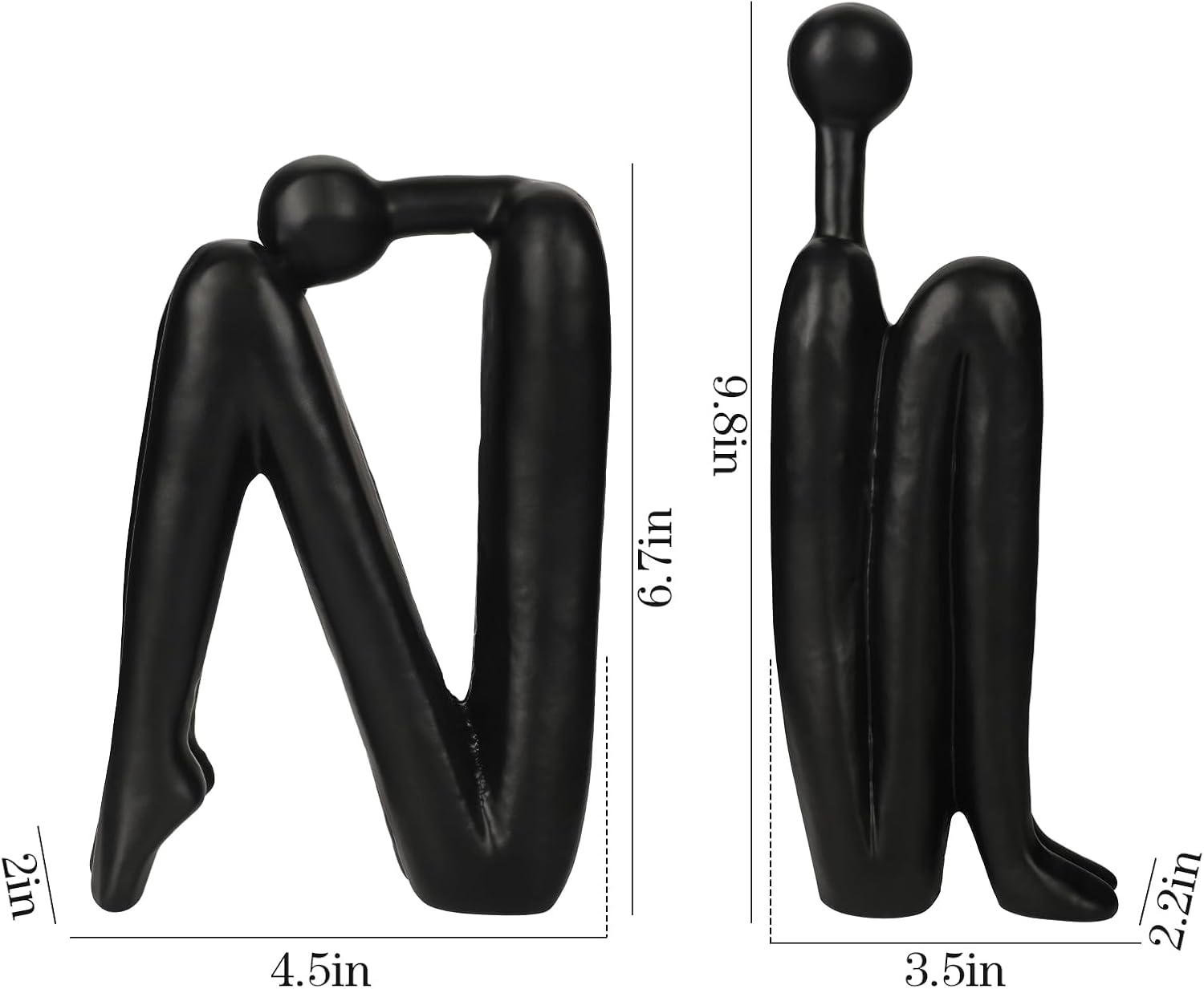 Thinker Cast Iron Bookends / Thinkera Black