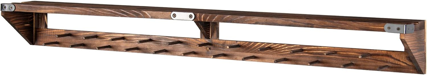 LAVIEVERT Gymnastic Medal Hanger with Storage Shelf, Wooden Wall-Mounted Trophy Shelf, Race Medal Display Rack Holder