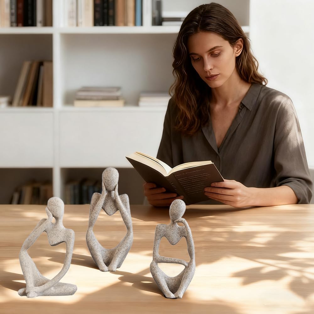 Pcs Resin Trendy Abstract Art Sculpture Collectible Figurines Home / Sand / White / Set of 3