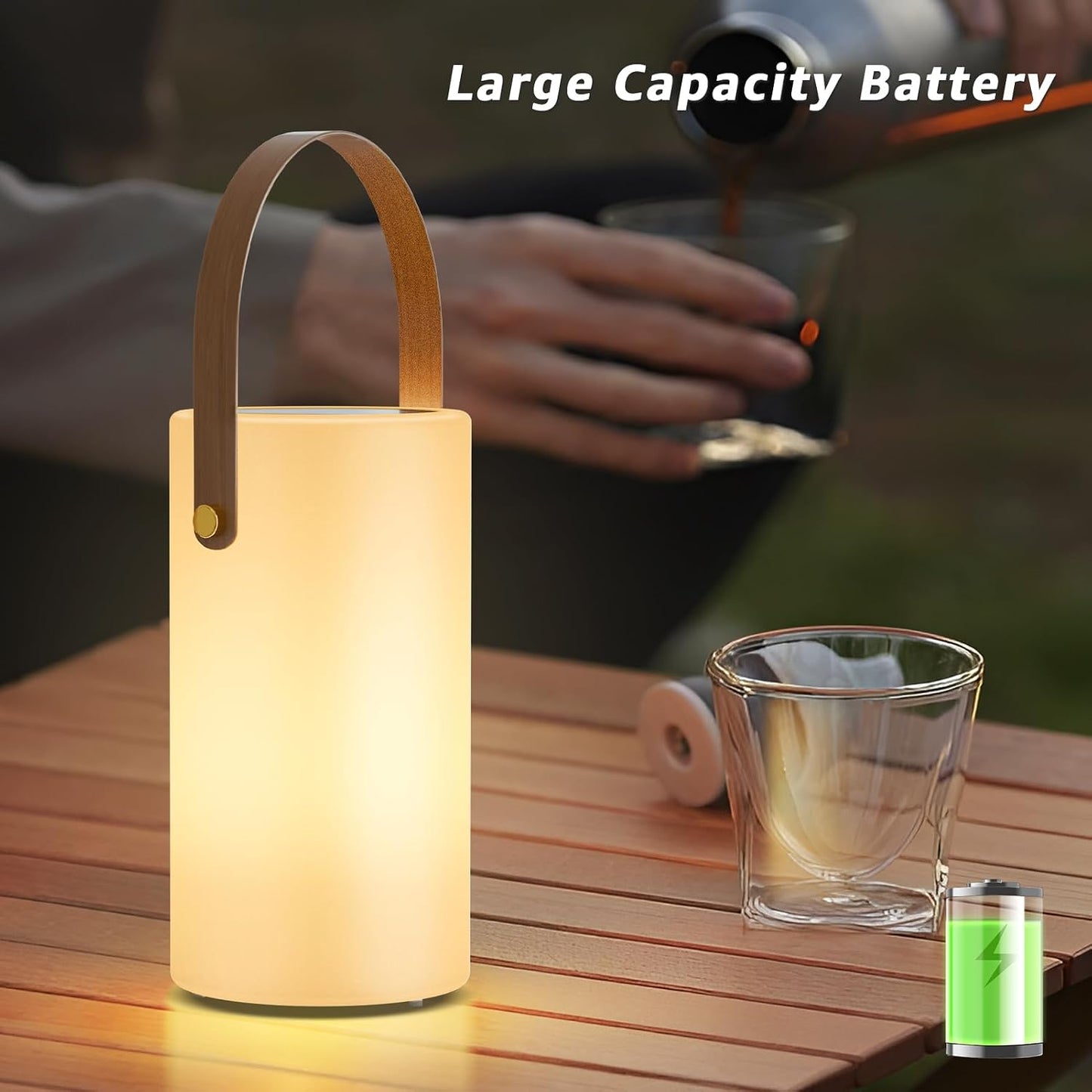 Portable Solar Table Lamp 2 in 1 Charging Outdoor Lantern with Remote RGB Cordless Lights, Water-Resistant IP44 for