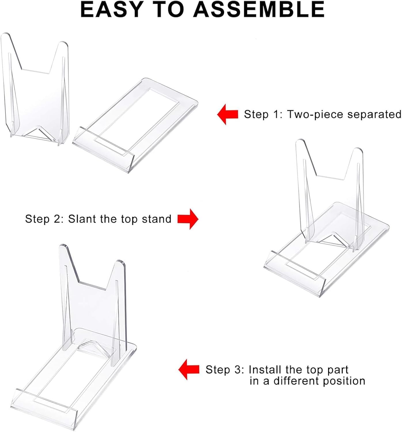 Zonon Acrylic Plate Stands for Display Adjustable Plastic Stand Holders Picture Plate Holders Clear Mini Easels Stands
