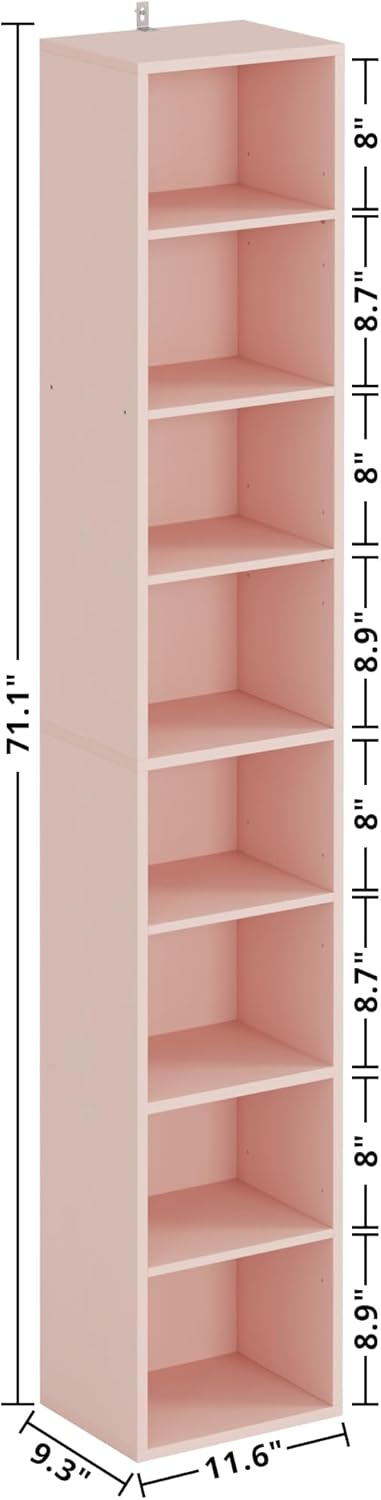 Floor Standing Display Storage Shelves in Tall / Pink / 71 Inch