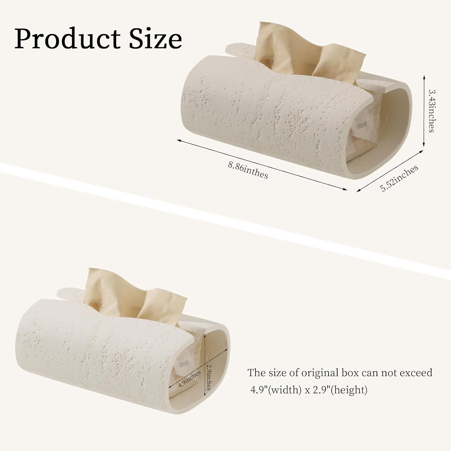 Tissue Box Cover Rectangle / Off White