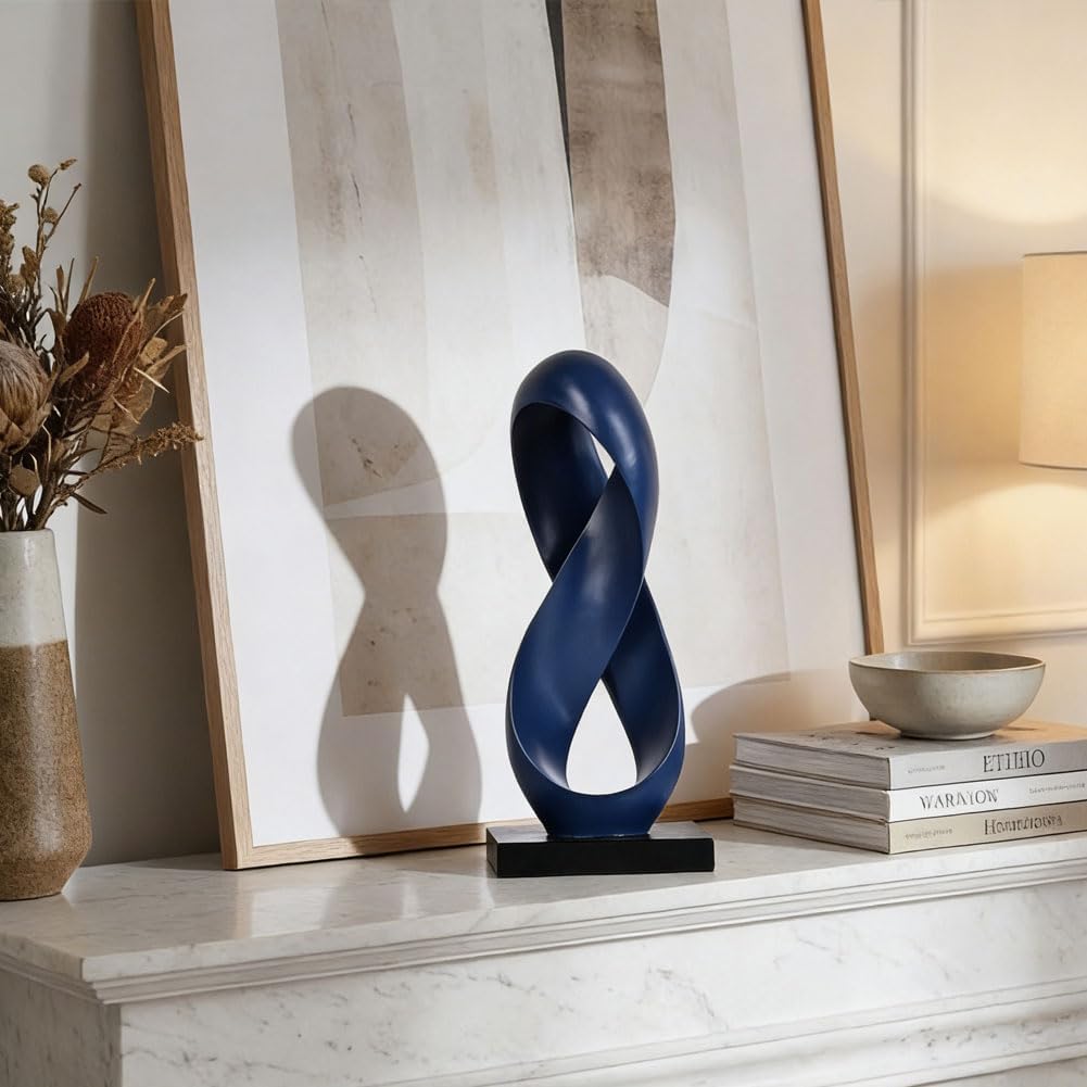 Modern Resin Infinity Loop Statue / Blue