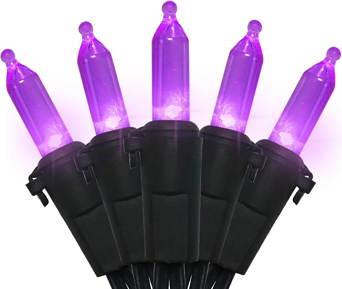 Purple Halloween LED Lights - 2 Pack 100 Count Purple Christmas String Lights for Tree, Party, Holiday, Indoor/Outdoor Halloween Decorations, 2 Sets 33 Feet Black Wire, UL Certified, Connectable