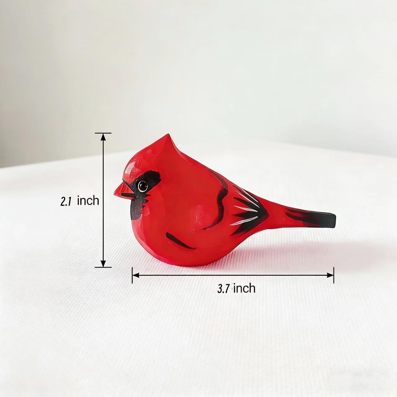 Hand-Carved Wooden Northern Cardinal Figurine / Red