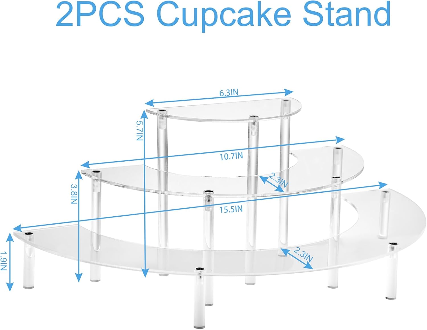 Half Moon Dessert Stand for Display / 2 Half-moon / Clear