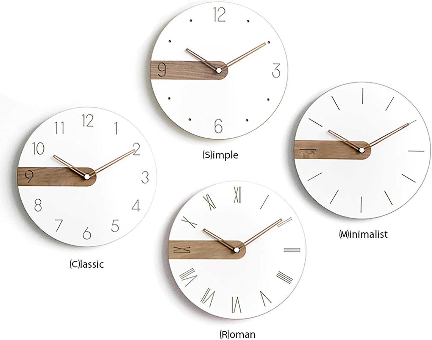 Stephanie Imports Modern Minimalist Exposed Wood Silent Wall Clock (Roman Numerals)