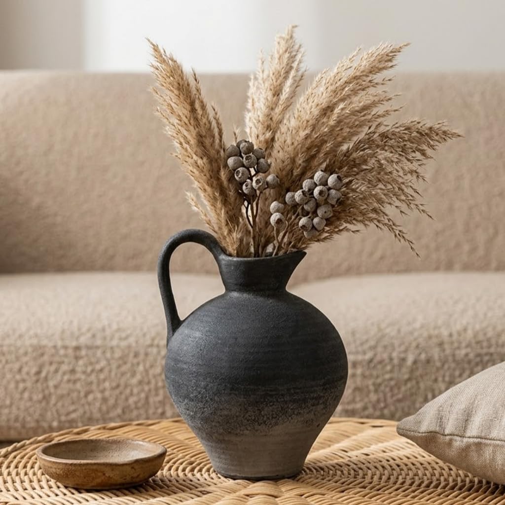 Rustic Home Decor Ceramic Rustic Vase / Black / Shape 1 / 8.86 Inch