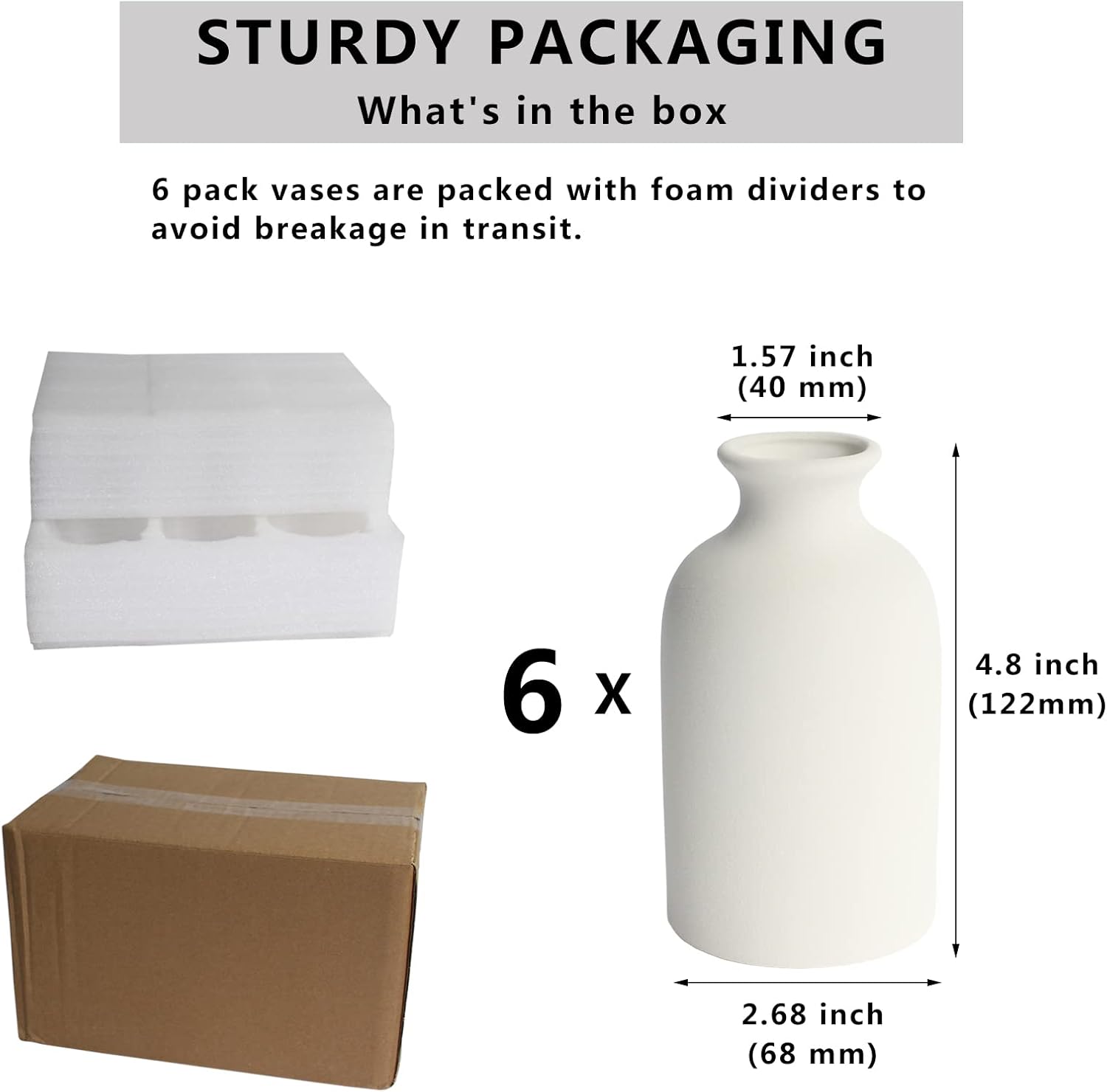 White Vase Ceramic Vases for Decor / Small / White-a / Set of 6