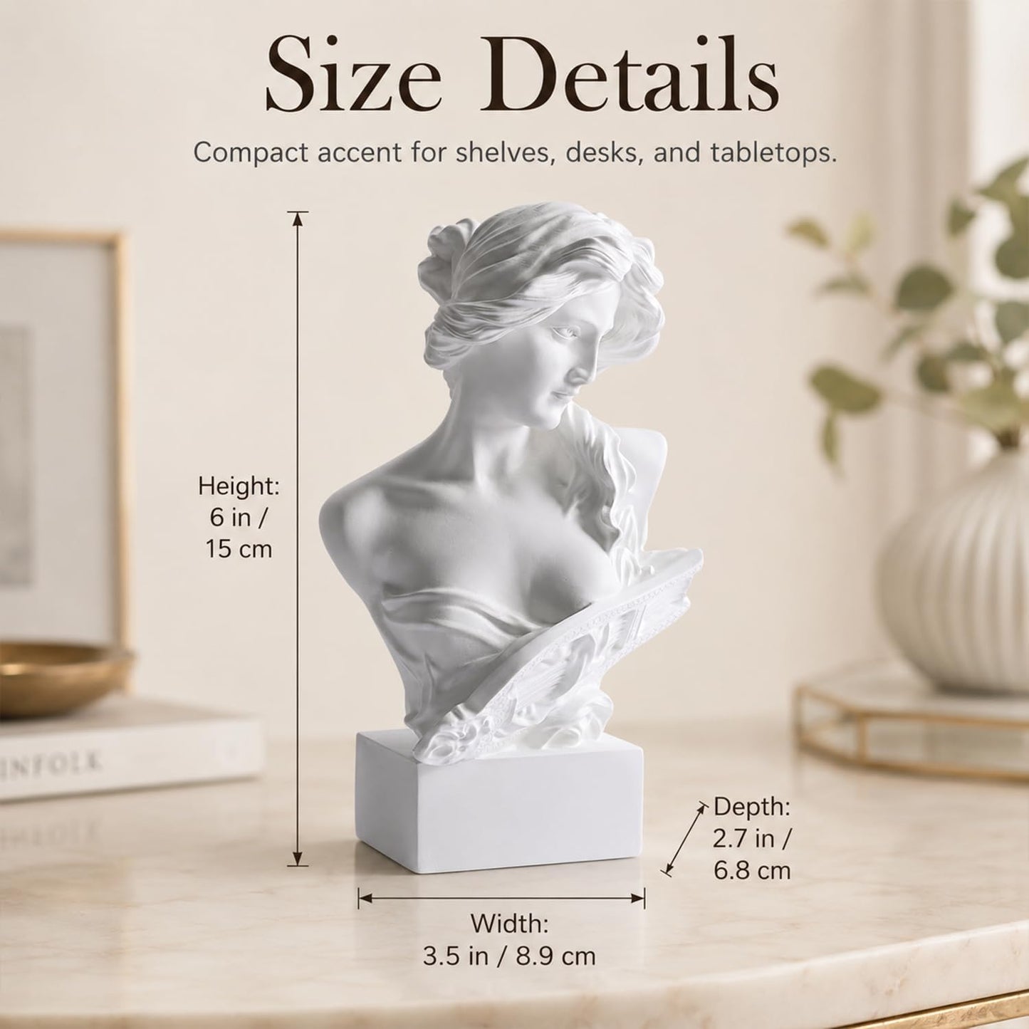 6" H Greek Mythology Bust Statue Decor / White / Small
