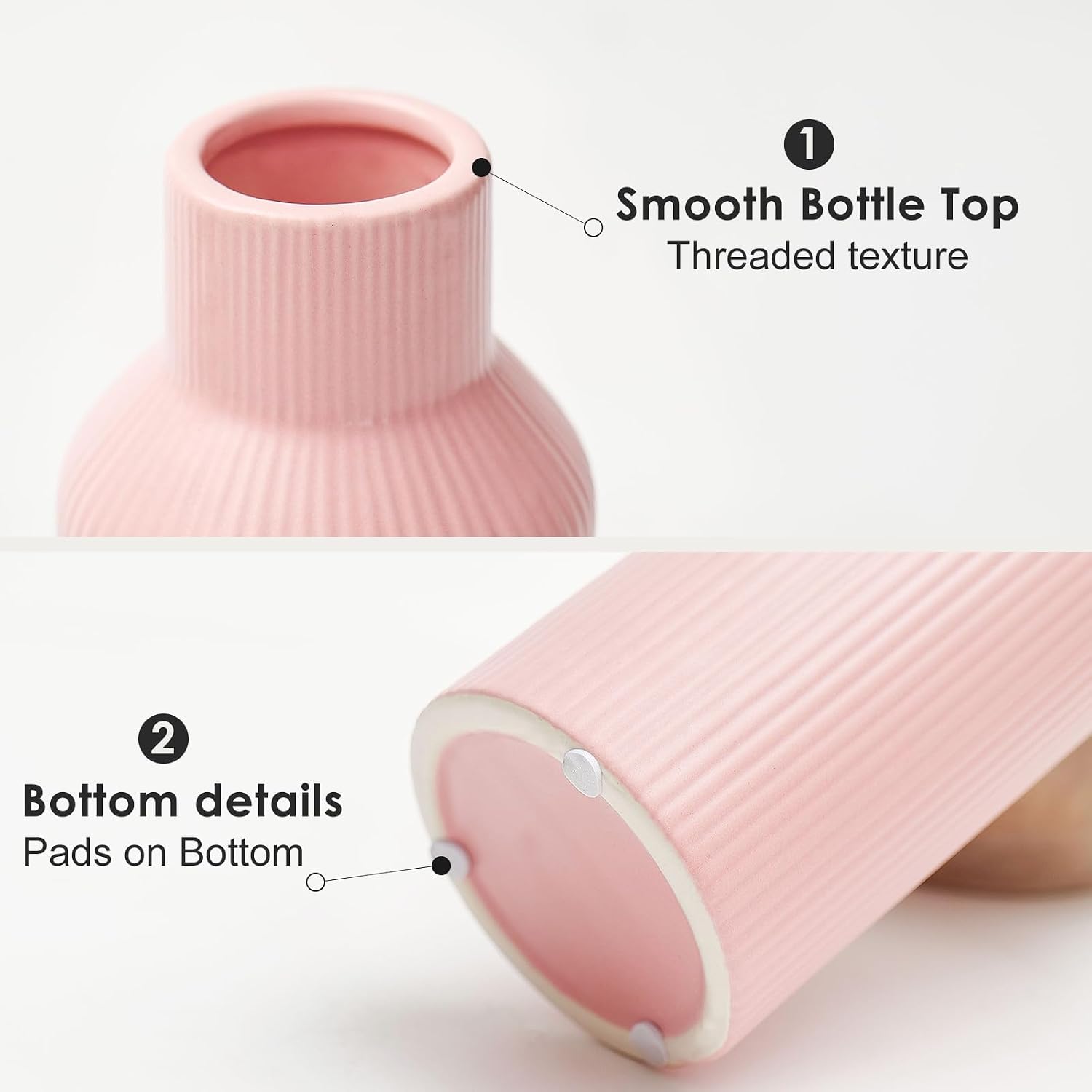 Bohemian Ceramic Vase / Pink / 8in