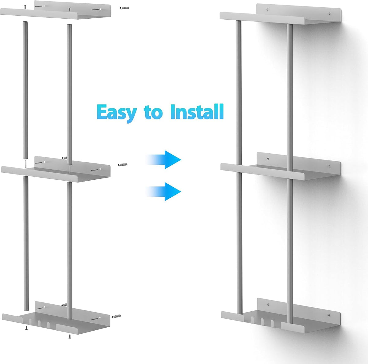 Liuoud Towel Rack for Bathroom, Wall Mounted Bath Towel Holder Storage Organizer for Rolled Towels, Vertical Towel Rack