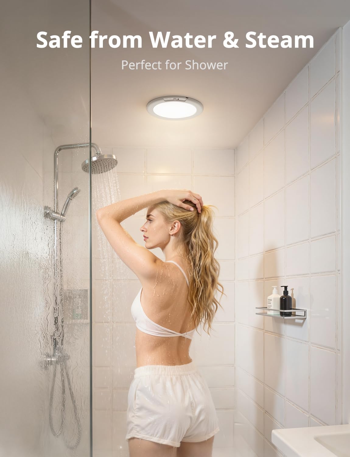 Battery Operated Ceiling Light Cordless Quick Magnetic Mounting, 7.48" Rechargeable Motion Sensor Lights for Shower