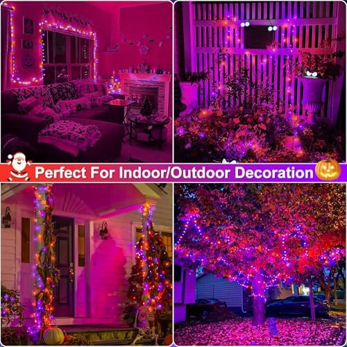 Orange and Purple Halloween Lights, 100FT 300 LED Outdoor String Lights