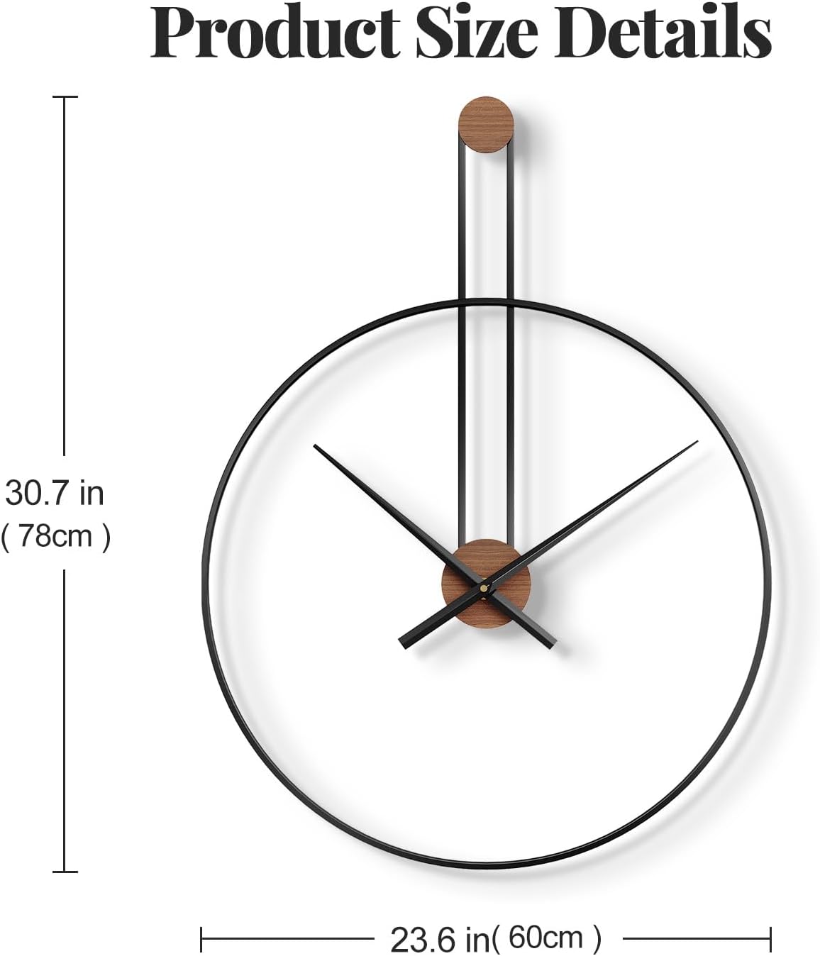 Cuspin 24 Inch Large Wall Clock, Modern Black Metal Clocks for Living Room | Silent non ticking, battery operated, open