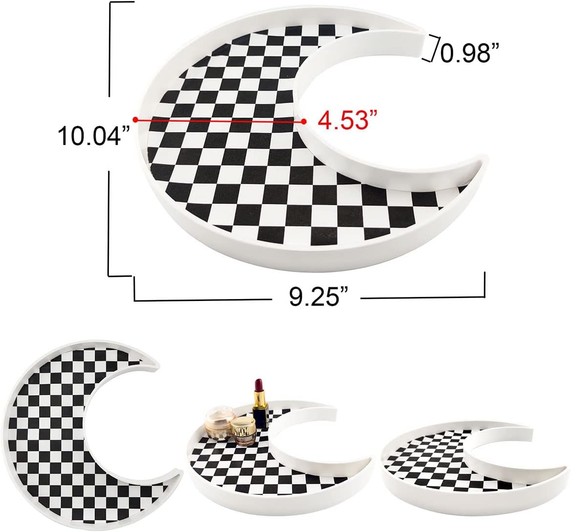 Decorative Organizer for Makeup / White Moon Checkered