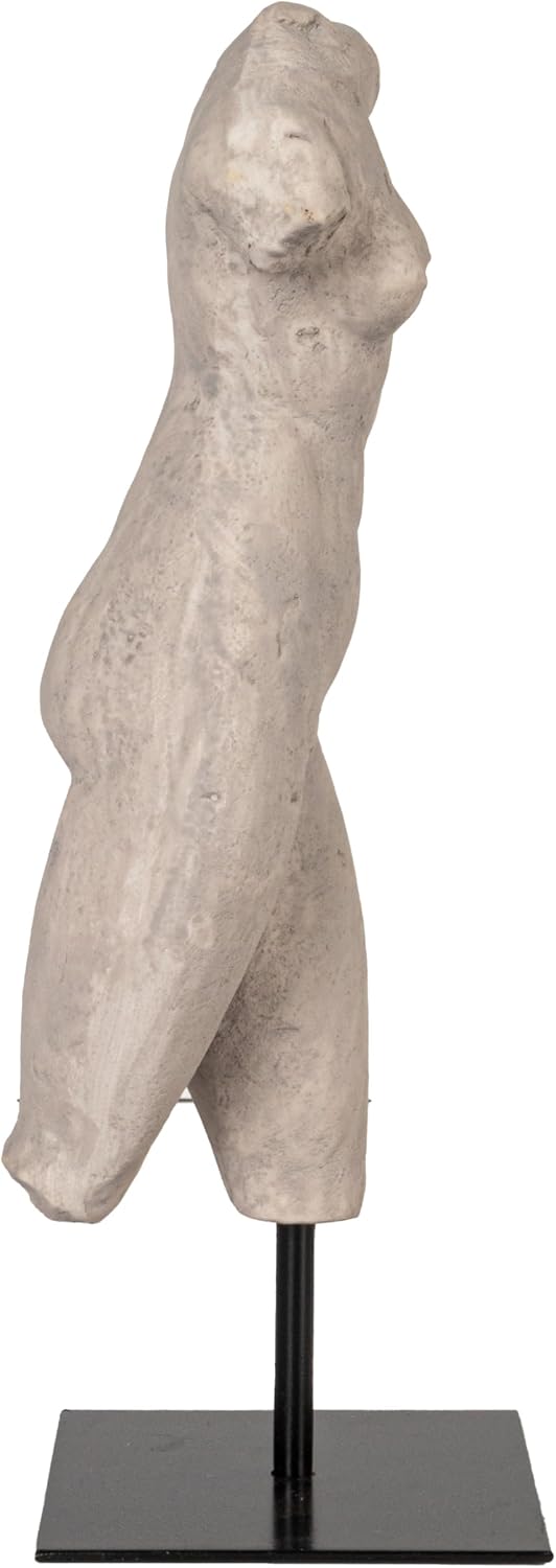 Sculptural Resin Female Figure on Metal Stand / Grey Finish