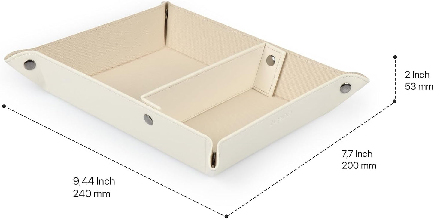 Londo Leather Tray Organizer - Practical Lightweight Water Resistant Computer Table Desk Storage Box for Wallets