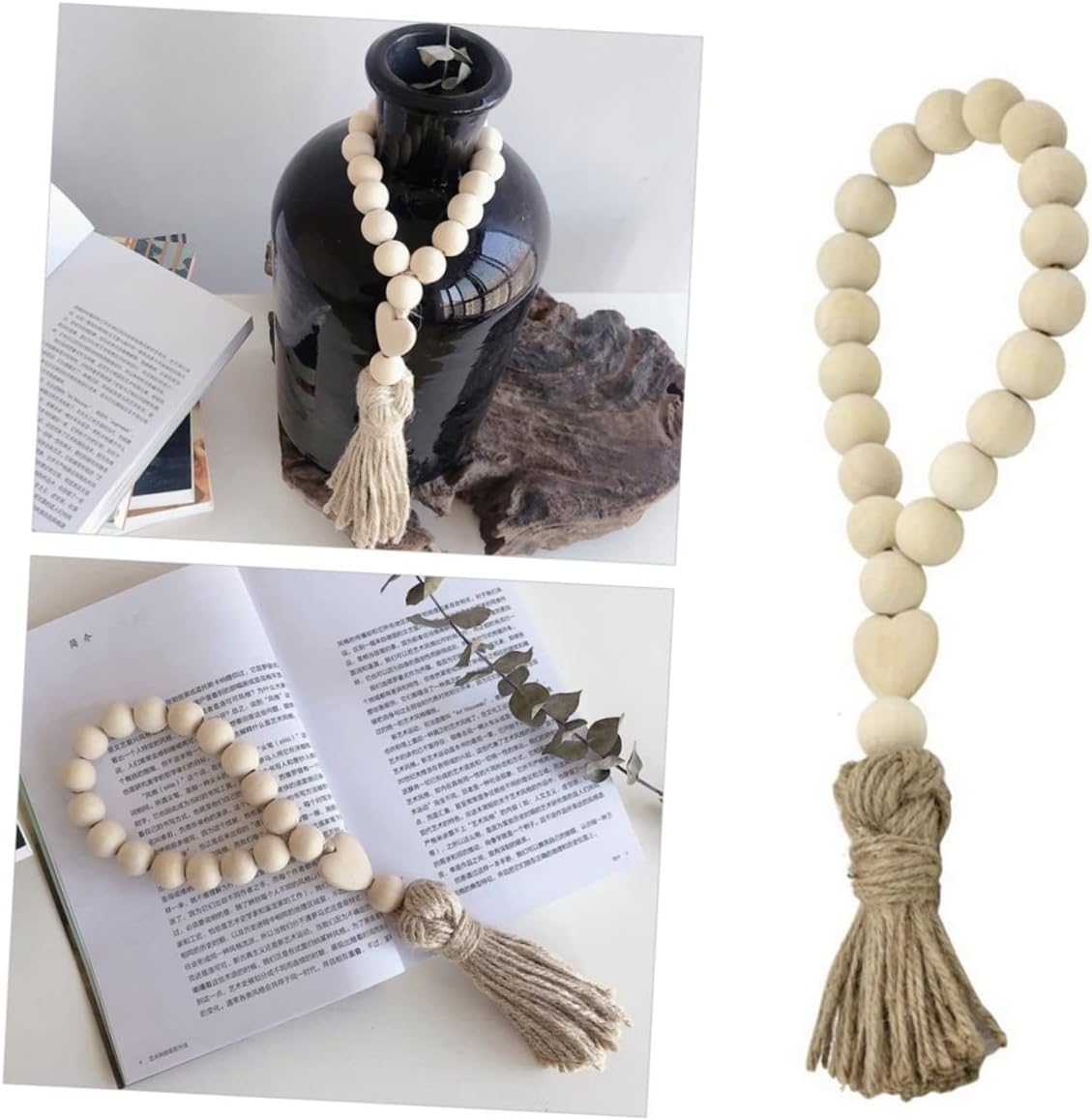Rustic Wooden Bead Garland / 11 Inch