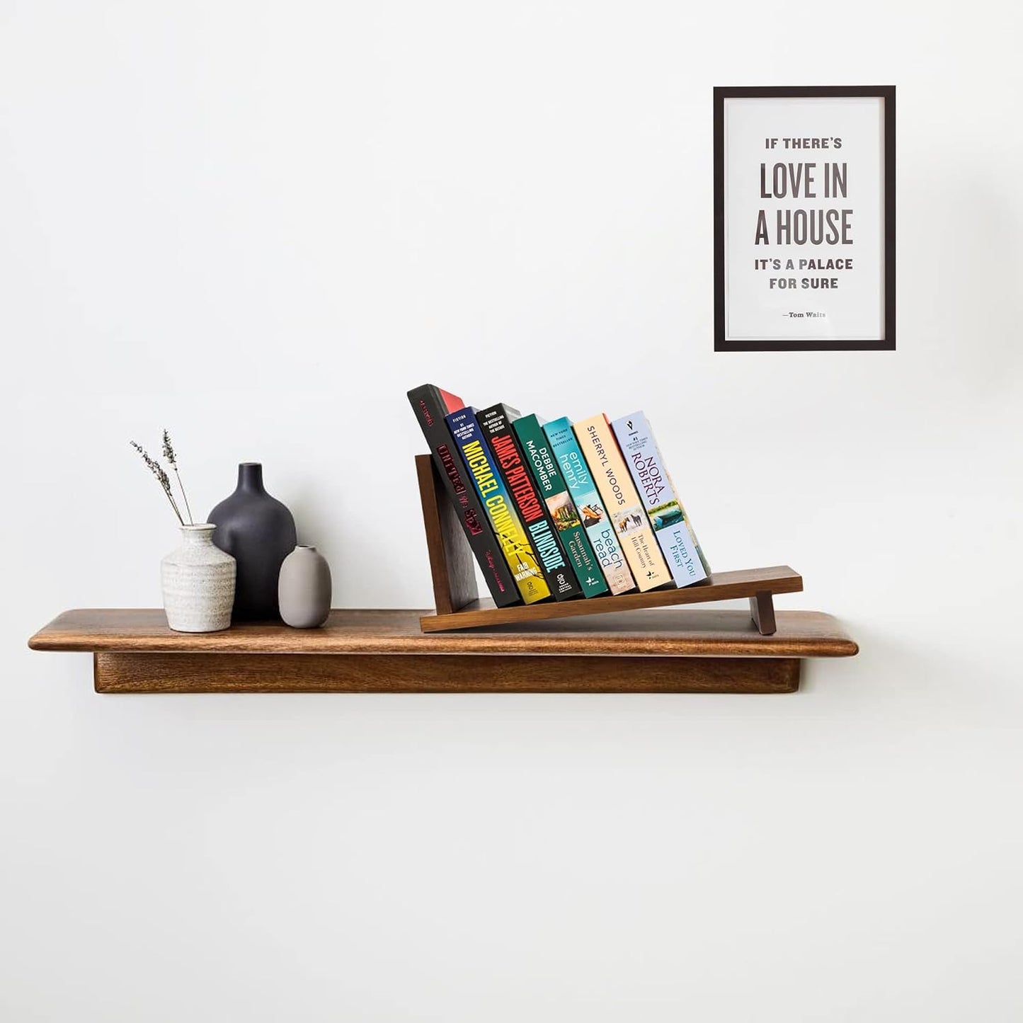Desktop Wood Bookshelf Wooden Bookend / Brown Acacia