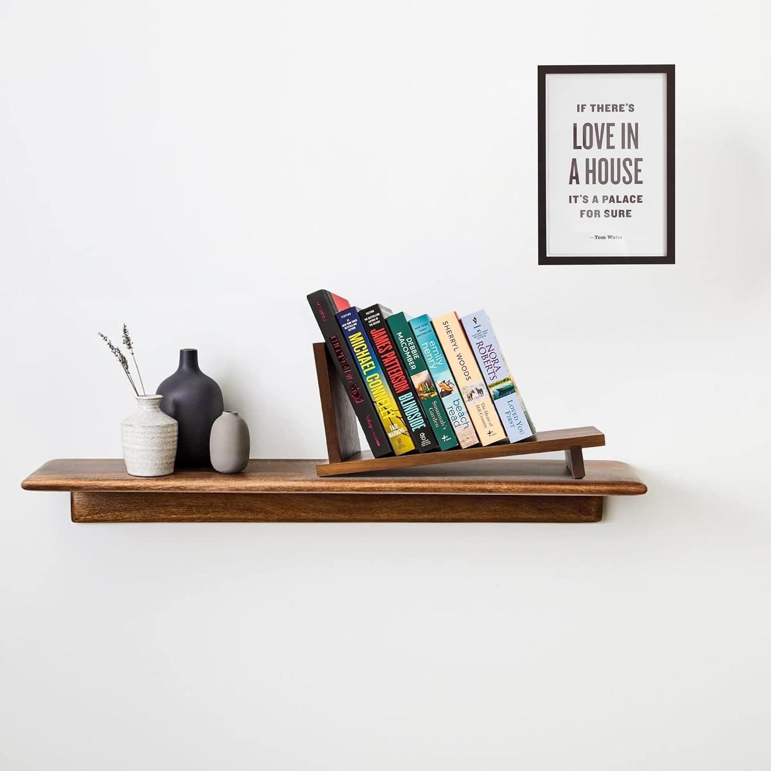 Desktop Wood Bookshelf Wooden Bookend / Brown Acacia