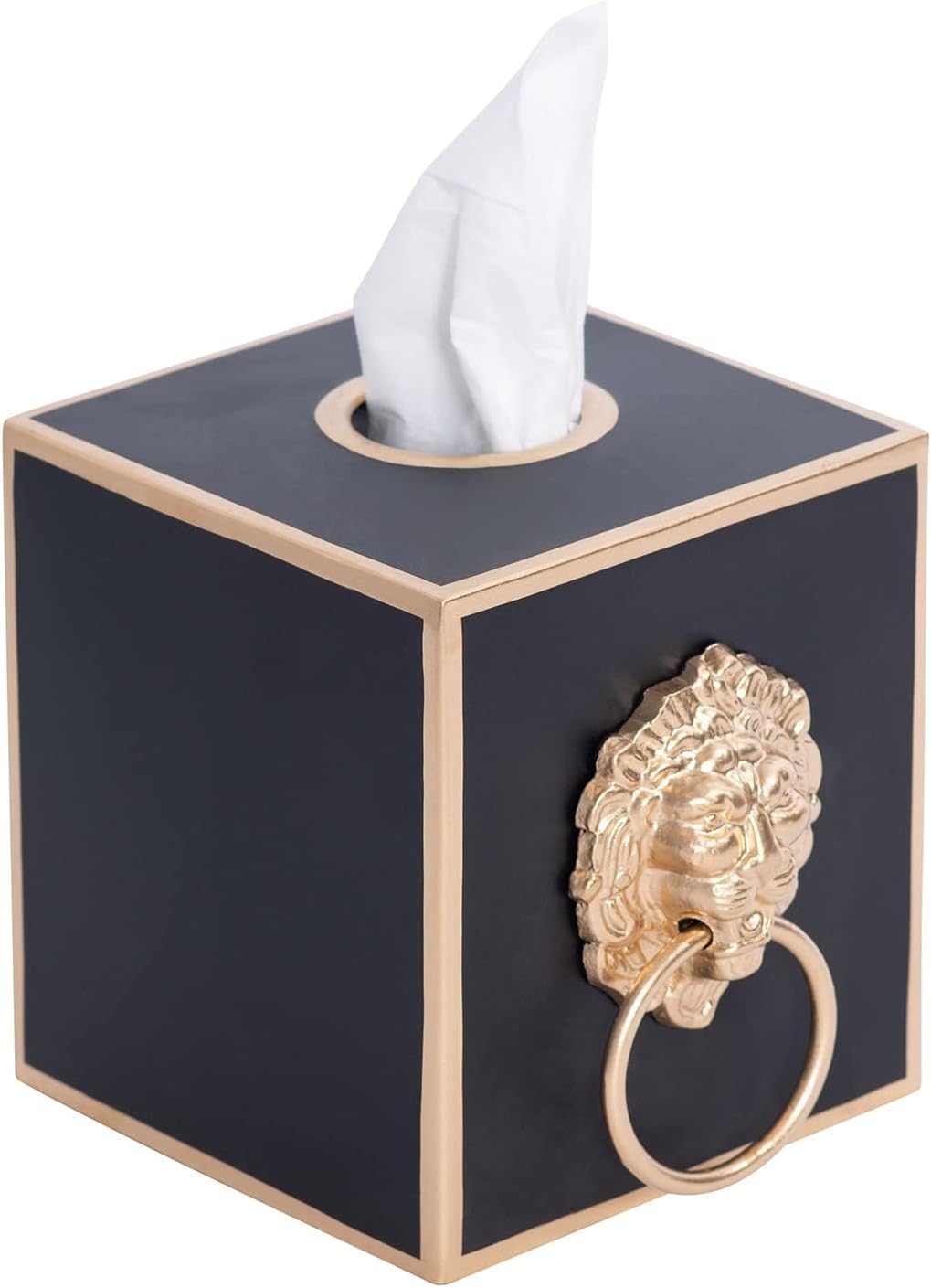 Cube Tissue Box Holder / Black Lion / Paws & Claws