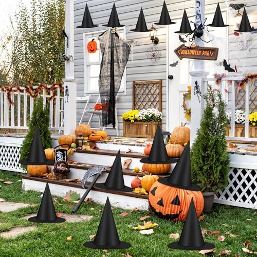 Luces 24 PCS Witches Hats Halloween Decor, Thick Hanging Witch Front Porch