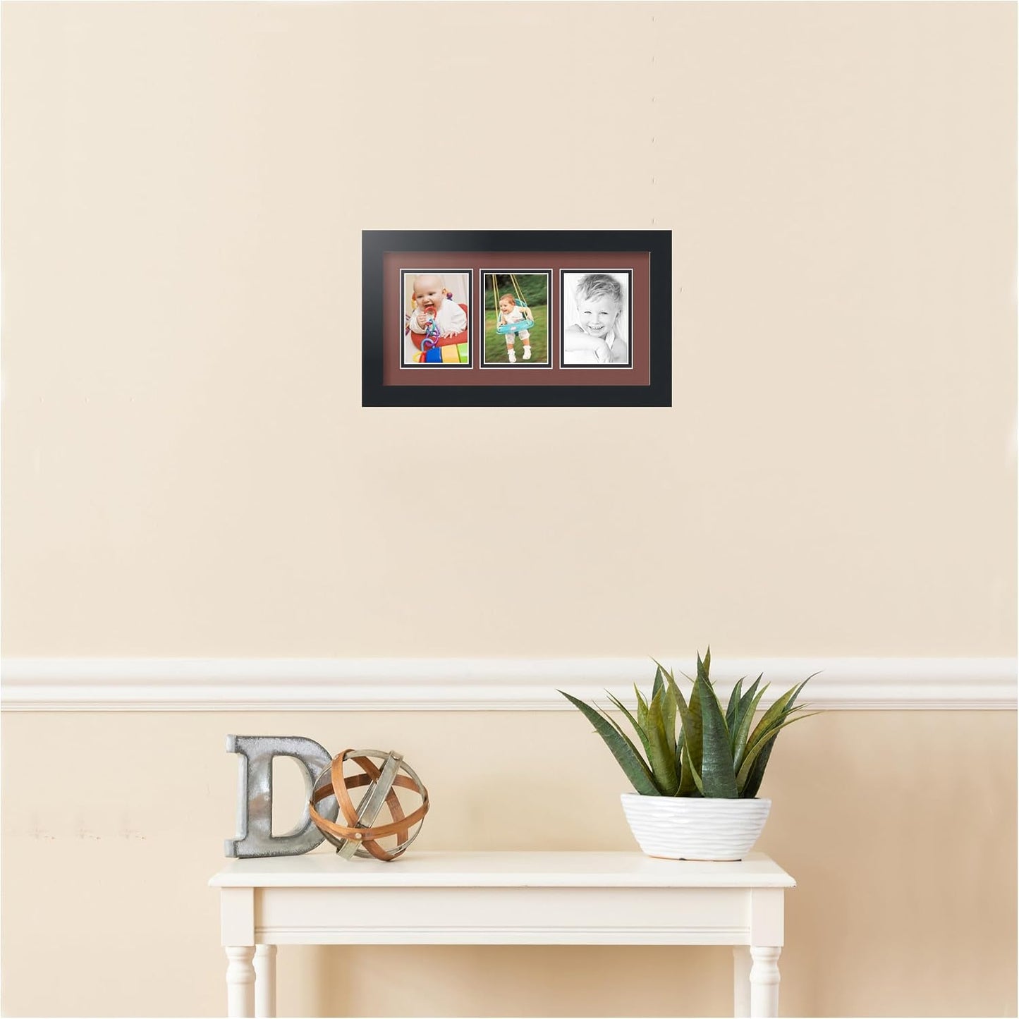 ArtToFrames Collage Picture Frame 3 Opening 3-3.5x5 Photo Frame | Made in USA | Black Frame Brique and Black Mats
