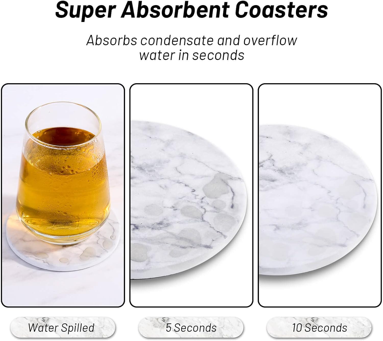 Holder / Ceramic Coasters for Drinks / White / Set of 9