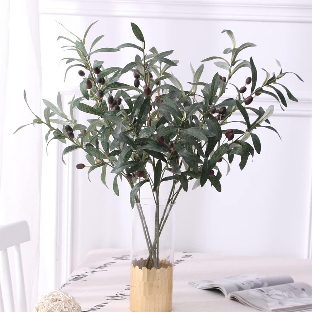 Olive Branches for Vases Artificial Olive Branches Faux Tree Branches Stems for Vase / 28.7 Inch