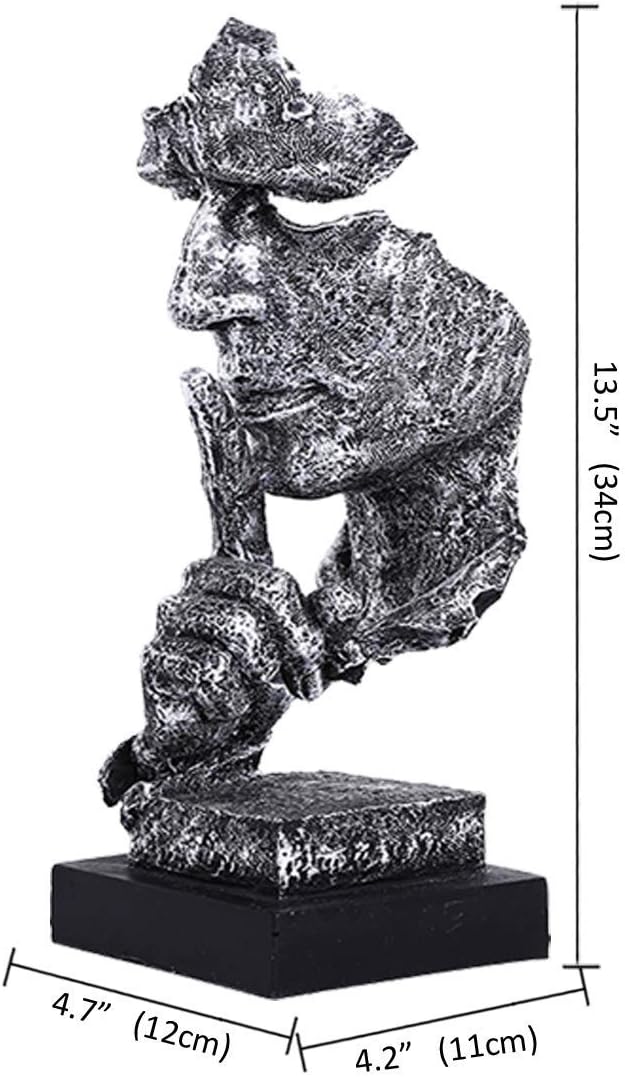 Handcrafted Silent Men Statues Resin Abstract Sculpture Office Home Decor Figurine / Silence Silver
