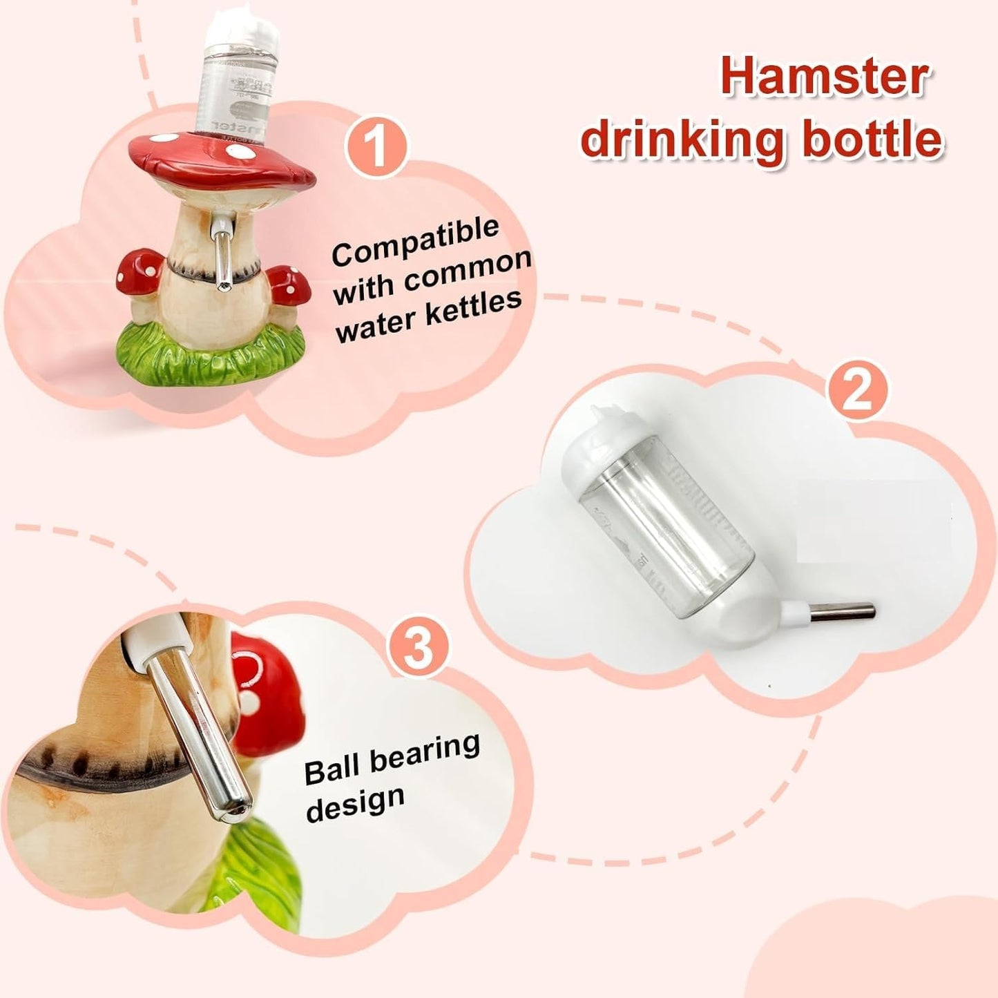 Stand / Mushroom Ceramic Hamster Hideout / Red