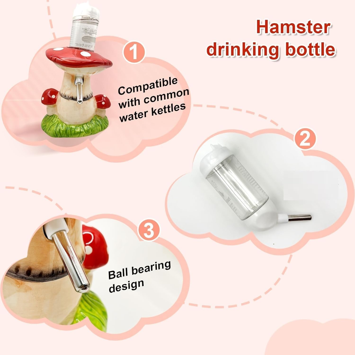 Stand / Mushroom Ceramic Hamster Hideout / Red