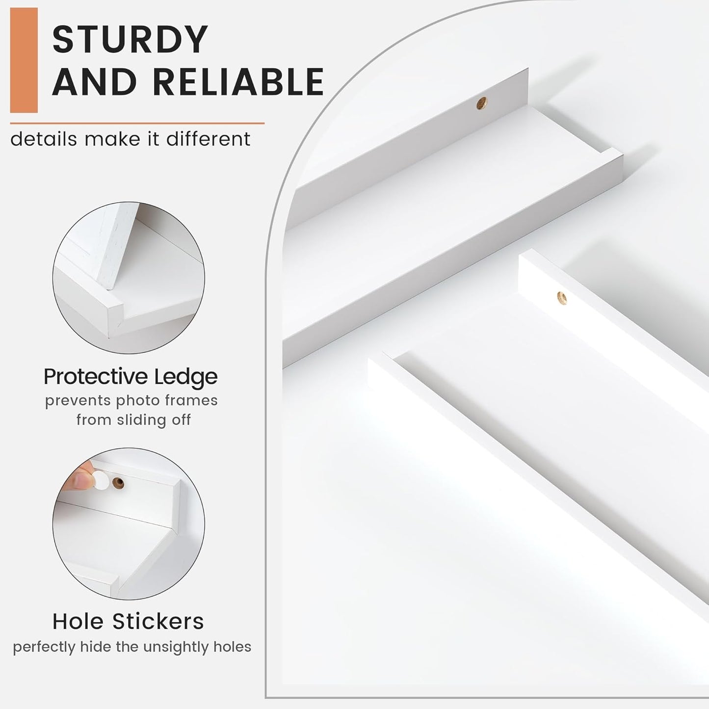 Floating Picture Ledge Shelves for Wall Set of 4, 36 Inch Wall Shelves with Lip Long Large Nursery Book Shelf for Toys