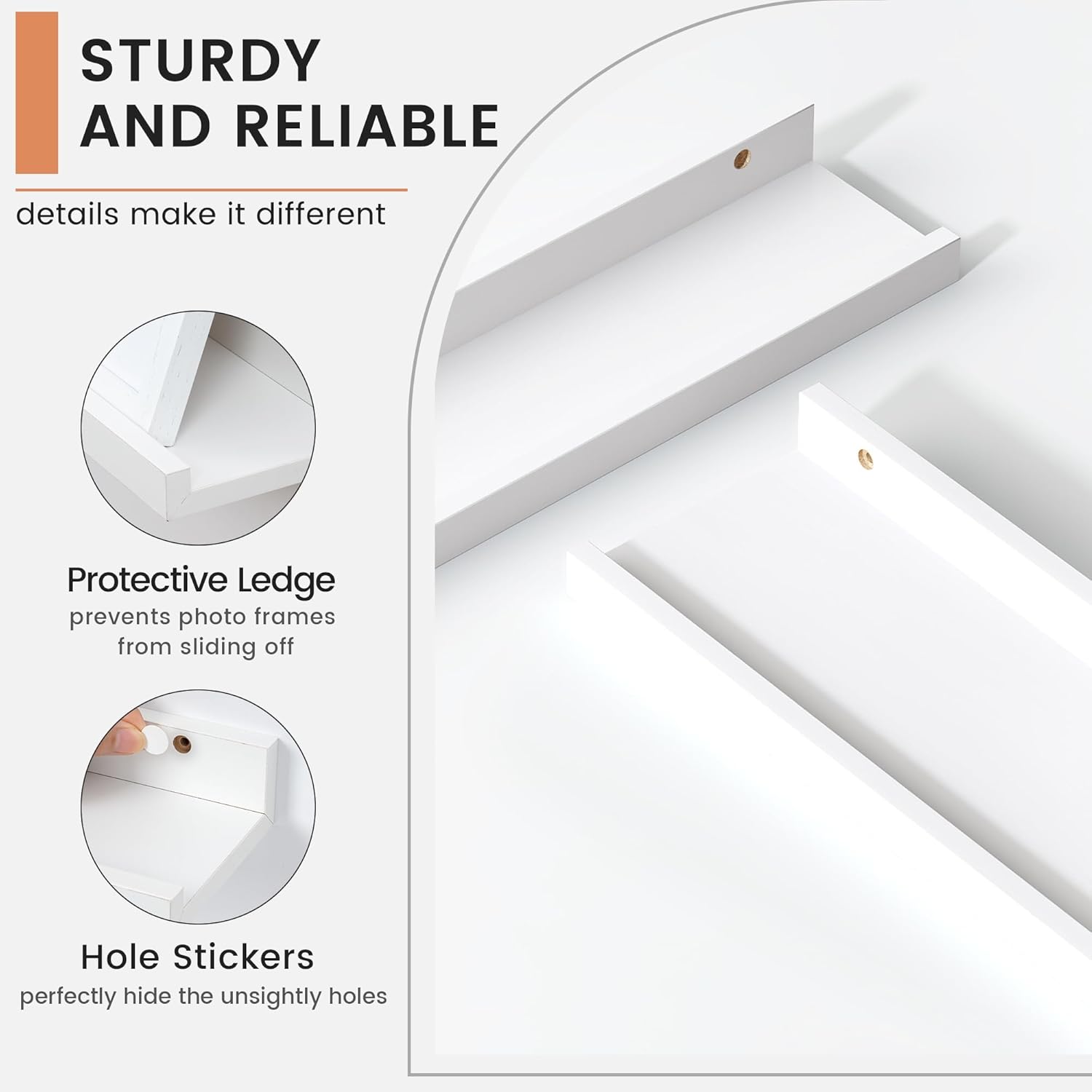 Floating Picture Ledge Shelves for Wall Set of 4, 36 Inch Wall Shelves with Lip Long Large Nursery Book Shelf for Toys
