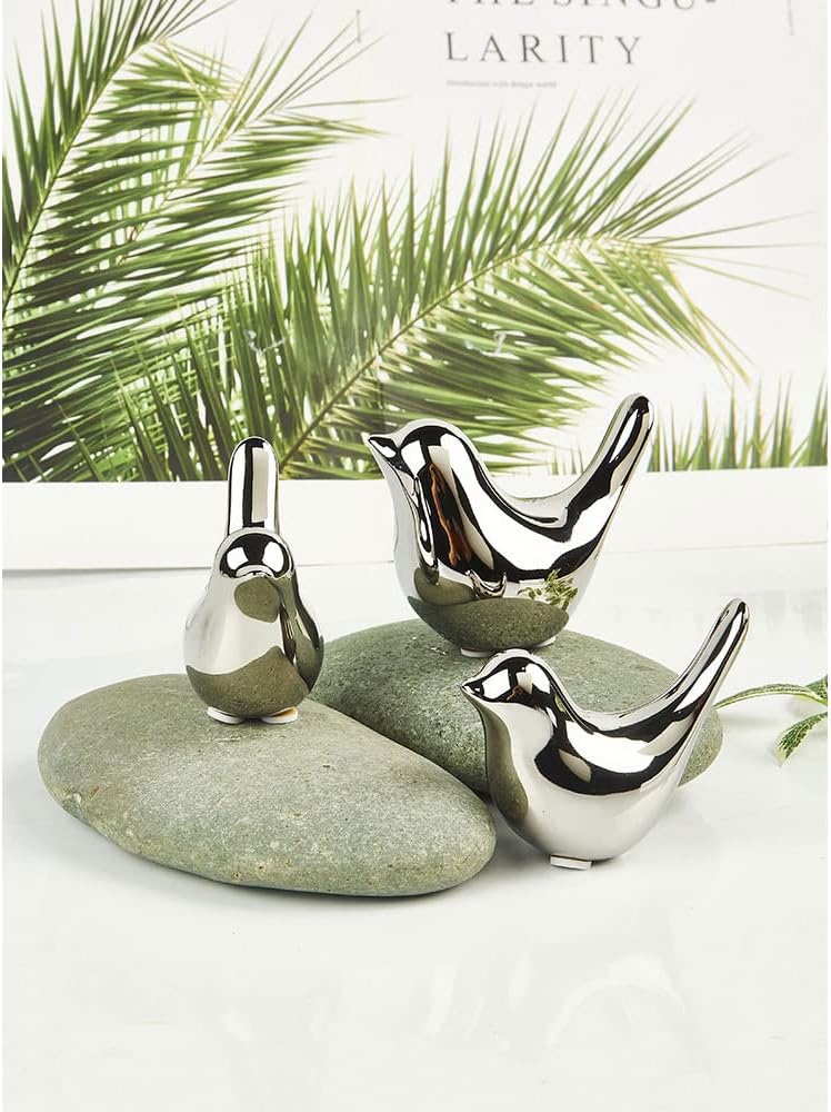 Small Animal Statues Home Decor Modern Style Birds Decorative Ornaments / Silver / ML