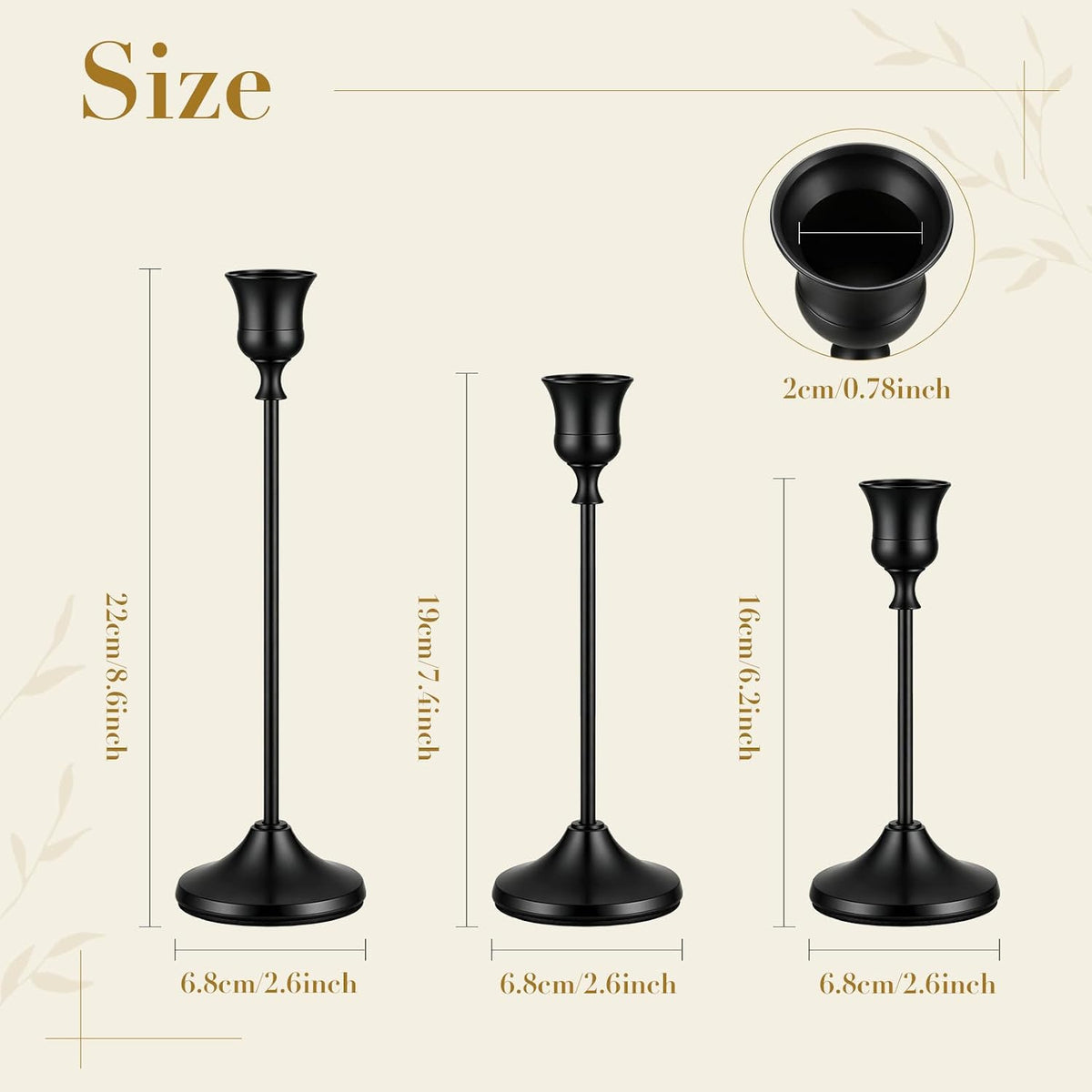 36Pack （12 Sets） Black Metal Taper Candle Holders Candlestick Holders - Candle Holder for Halloween Decorations erfect