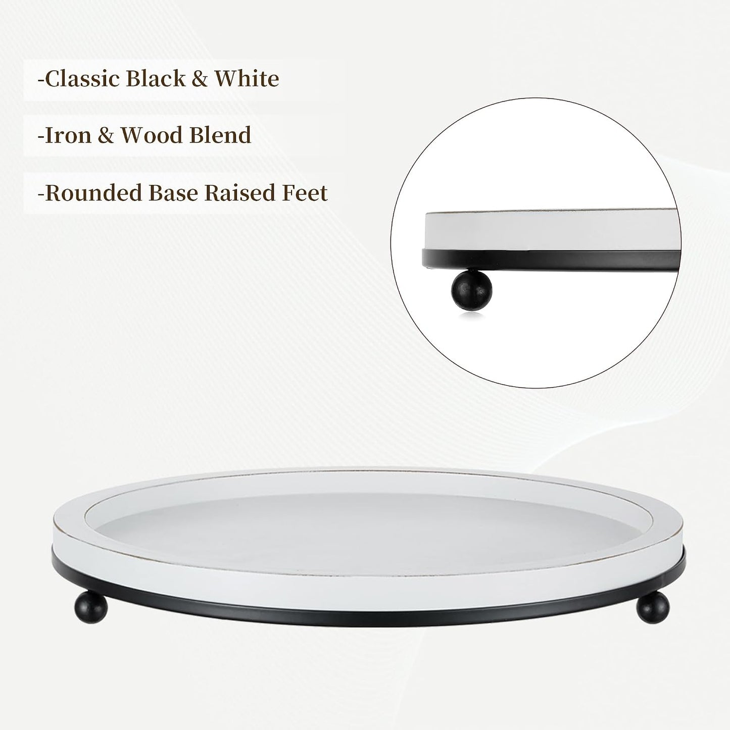 Decorative Tray / Round Ottoman Trays / White-2